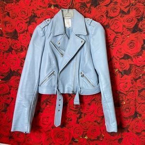 Periwinkle Faux Leather Jacket